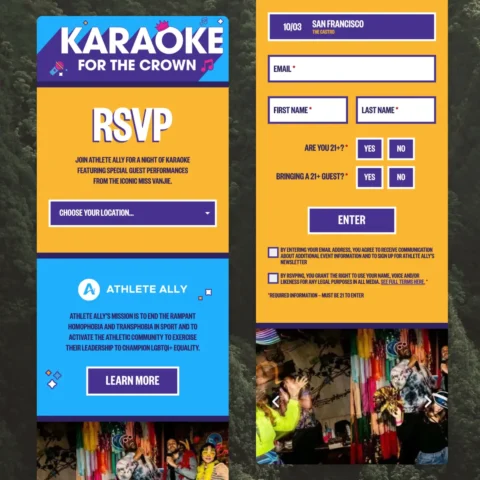 Karaoke for the Crown RSVP Website