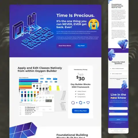 Oxy Builder Blocks Landing page