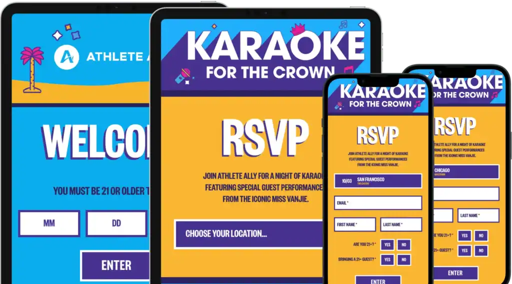 Athlete Ally Karaoke for the Crown RSVP website